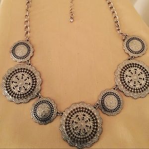 Silver link medallion necklace